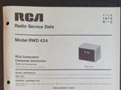 Vintage Original Model Rwd 424Y Radio Service Data Manual. Fixed Price $6.50.