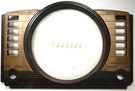 Vintage Crosley 106CP Console: 3 Part Metal Faceplate W/ Circle Glass. Fixed Price $70.00.