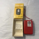 Vtg Red Audiosonic Solid State Portable Am Radio Canadian Model MX:100 Works. Fixed Price $41.99.