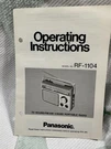 Panasonic RF-1104 Operating Instructions Manual Tv Sound Fm Am 4-BAND Radio. Fixed Price $19.99.