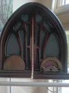 Philco Wooden Cathedral Am/fm Radio Book Ends H11" X W10.5" D5.5". Fixed Price $40.00.