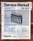 Panasonic RF-1104 Radio Service Manual *original*. Fixed Price $19.97.