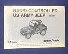 Vintage 1983 Instructions Radio Shack Controlled Us Army Jeep No. 60-3087. Fixed Price $14.99.