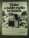1972 Sony TFM-7200W Radio Take To Lunch. Fixed Price $17.99.