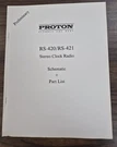 Proton RS-420/RS-421 Clock Radio Preliminary Oem. Fixed Price $8.50.