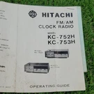 Vintage Hitachi KC-752H/753H Am/fm Clock Radio Operating Guide Product Warranty. Fixed Price $9.74.