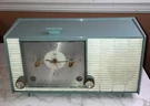 Vintage Mainer Blue & White Rca Victor Alarm Clock Am Radio Model 4RD40. Fixed Price $250.00.