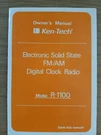 Ken-tech Model R-1100 Owners Manual Electronic Fm/am Digital Clock Radio Vintage. Fixed Price $12.74.