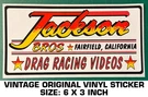 Jackson Bros Drag Racing Videos - Vintage Original Vinyl Decal Sticker. Fixed Price $8.77.