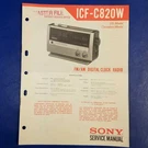 Sony ICF-C820W Service Manual Original Paper Oem Repair Guide Usa. Fixed Price $29.95.