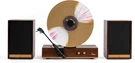 Fuse Audio Gld Vertical Vinyl Record Player With Speakers Gold Trim. Fixed Price $329.99.