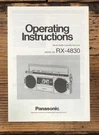 Panasonic RX-4830 Radio Cassette Owners / User Manual *original*. Fixed Price $19.97.