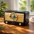 Beautiful Mid-century Jewel Mocha Bakelite Wakemaster Radio/clock Model 5057U. Fixed Price $275.00.