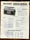 Sharp GF-4545 Radio / Boombox Service Manual *original*. Fixed Price $19.97.