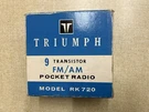 Vtg Triumph 9 Transistor Am/fm Radio RK-720. Fixed Price $45.00.