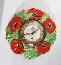 Vtg German Ceramic Poppy Clock. Fixed Price $31.25.