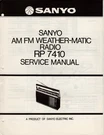 Sanyo Rp 7410 Am/fm/weather-matic Portable Radio Service Manual. Fixed Price $13.00.