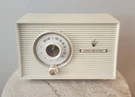 Vintage General Electric Tube Radio Antique White Works Model T-104A. Fixed Price $65.00.