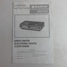 Sanyo RM5008 Operating Instructions Amfm Electronic Digital Clock Radio Vi. Fixed Price $12.74.