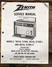Zenith Royal D7000-1 D7000-2 Transoceanic Radio Service Manual *original*. Fixed Price $44.97.