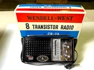 Wendell-west 8 Transistor Radio No. 109 Model CR-7A Hi-fi Deluxe Original Box. Fixed Price $22.00.