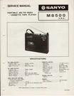 Sanyo M8500 Portable Am Fm Radio Cassette Tape Player Service Manual. Fixed Price $13.00.
