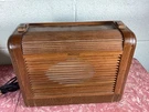 Philco Model 46-350 Tube Radio Am Roll-top Wooden Portable Powers On / Static. Fixed Price $95.00.