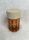Thermos King Seeley Vintage 1971 Fork Spoon Design Tan Brown Bottle 7063 10 Oz. Fixed Price $21.00.