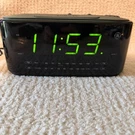 Digital Alarm Clock Radio Green Led Dual Black 7-4852A Vintage Tech. Fixed Price $19.99.