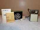Vintage General Electric Transistor Radio P-1758 W/ Box & Papers Earphone. Fixed Price $25.00.