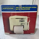 New Hopesonic Am/fm Restroom Radio W/ Telephone & Toilet Paper Holder Rare Vtg. Fixed Price $89.99.