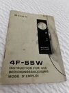 Instruction Manual For Vintage Sony 4F-55W Solid State Radio. Fixed Price $7.00.