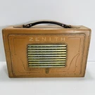 Vintage Zenith Tube Radio Portable Top Grain Leather Case Model Y506L (working). Fixed Price $61.95.