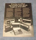 1972 Panasonic Vintage Tape Recorder Ad "if You Buy One Of These...". Fixed Price $12.99.