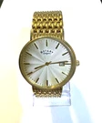 Rotary Watch Gold Tone Men Dress Classic Textured Dial Date Window. Fixed Price $132.05.