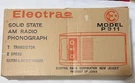Electra Model P911 Am/radio Portable Solid State 2SPEED Phonograph New In Box. Fixed Price $77.00.
