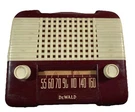Dewald Maroon/ivory Portable Tube Radio Model E517A 1952 Powers. Fixed Price $59.00.