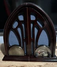 Philco Wooden Cathedral Am/fm Radio Book Ends H11" X W10.5" D5.5". Fixed Price $40.00.