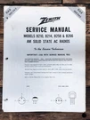 Zenith Model B210 B214 B258 B266 RA-9 Radio Service Manual *original*. Fixed Price $19.97.