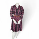 Vintage 1980S 18/2XL Midi Dress Paisley Print Pleated Lightweight Stripes Black. Fixed Price $42.00.