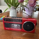 Sharp QT-17 Red Portable Radio Cassette Player Includes Original Power Supply. Fixed Price $95.00.