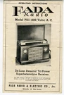 1950S Fada Radio Operating Brochure Belleville Nj. Fixed Price $22.49.
