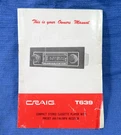 Craig Instruction Manual Compact Stereo Cassette Player T639. Fixed Price $12.99.