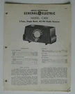 General Electric Model C405 Radio Receiver Manual June 1953. Fixed Price $10.97.