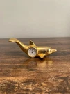 Minature Clock Goldplated On Brass Dolphin With Quartz Windsor Collectible. Fixed Price $14.26.