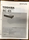 Toshiba RC-K5 Clock Radio Service Manual *original*. Fixed Price $9.97.