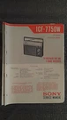 Sony ICF-7750W Service Manual Original Repair Book Multi 3 Band Reciever Radio. Fixed Price $27.50.