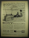 1961 Sony TFM-121 Portable Radio Advertisement Take Fine Music With You. Fixed Price $17.99.