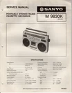Sanyo 9830K Service Manual Original Repair Book Stereo Tape Deck Radio Boombox. Fixed Price $13.00.