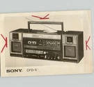 Sony CFD-5 Cassette Player Boombox 1985 Vintage Press Photo Only. Fixed Price $35.00.